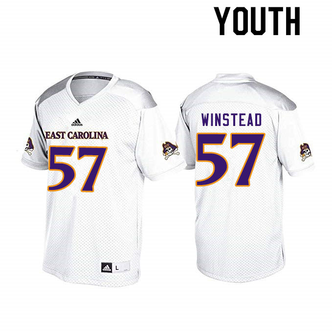 Youth #57 Peyton Winstead ECU Pirates College Football Jerseys Sale-White